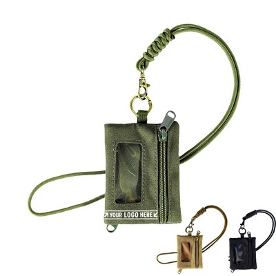 Nylon Tactical Pouch with Lanyard & Clear Plastic Window