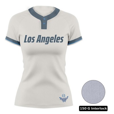 Women's Sublimation 2-Button Baseball Jersey - 150G Interlock