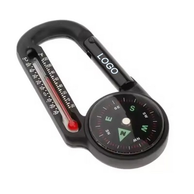 3 in 1 Mini Compass Carabiner Clip