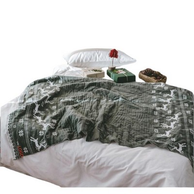 Christmas Deer Thickened Knit Blanket