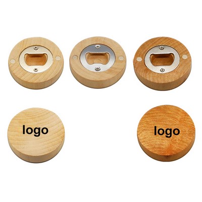 Wooden Magnetic Round Bottle Opener