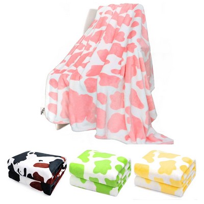 Fleece Cow Print Blanket for All Season