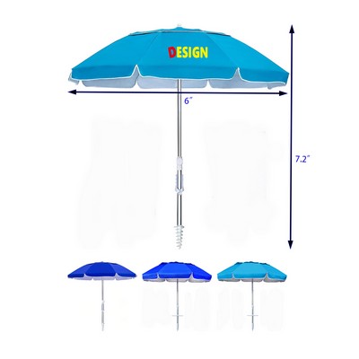 6.5Ft Twice Folded Portable Beach Umbrella with Sand Anchor Windproof