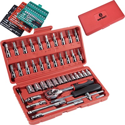 46 Pieces Drive Socket Ratchet Wrench Set