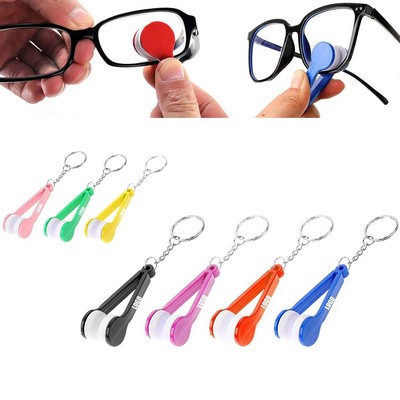 Mini Glasses Eyeglass Spectacles Cleaner with Keychain