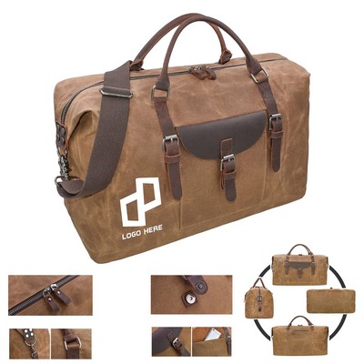 Large Waterproof Canvas And Leather Duffle Bag