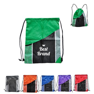 Tri - color Polyester Drawstring Bag with Gauze Bag