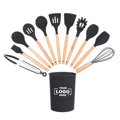 12 Piece Non-Stick Silicone Kitchen Utensil Set with Holder