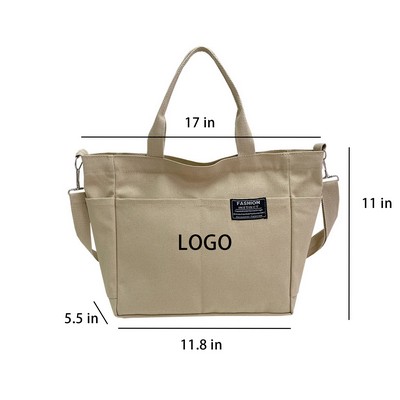 Retro Chic Large Capacity Canvas Tote Bag