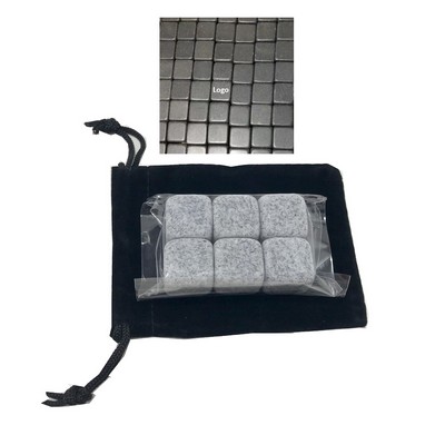 6 Pack Black Marble Whiskey Stones