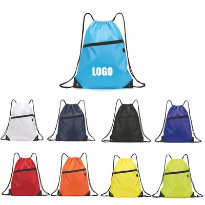 Drawstring Backpack with Zippered Pocket