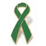 Metal Awareness Ribbon Lapel Pin (Green)