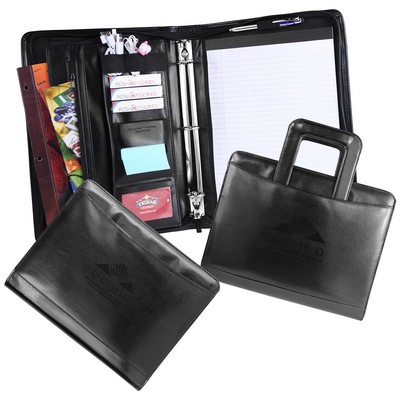 1 1/2" Black Atlantis 3- Ring Leather Portfolio