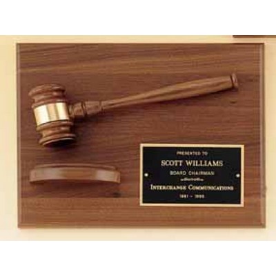 American Walnut Plaque w/ Walnut Gavel & Sounding Block (9"x12")