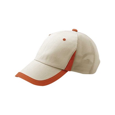 Unstructured Cotton Twill/Mesh Cap w/ Bill Trimming