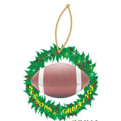 Football Promotional Wreath Ornament w/ Black Back (8 Square Inch)