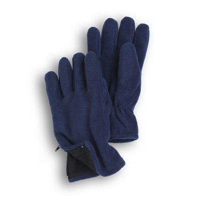 Navy Blue Fleece Zipper Gloves