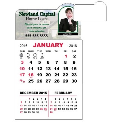 3 Month View Adhesive Calendar Pad w/Magnetic Backing