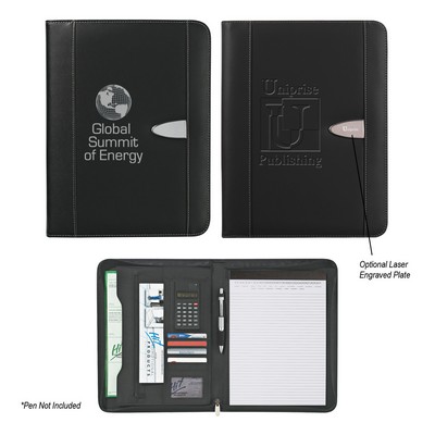 Eclipse Bonded Leather Zippered Portfolio With Calculator