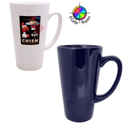 15 Oz. Vitrified Cobalt Blue Cafe Latte Mug - 4 Color Process