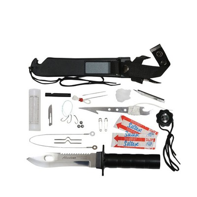 Deluxe Adventurer Military Survival Kit w/Silver Blade Knife