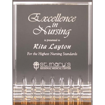 Acrylic Mirage Gold Reflective Award w/ Faceted Bottom - 5"x7"