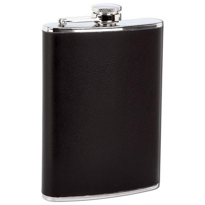 8 Oz. Stainless Steel Flask w/Black Wrap