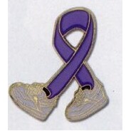 "Walkathon" Purple Ribbon Lapel Pin