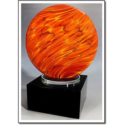 Solar Storm Art Glass Sculpture w/ Marble Base (4"x5.75")