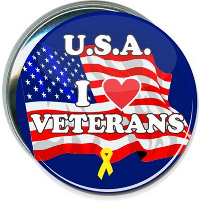 Military - U.S.A. I Love Veterans - 3 Inch Round Button