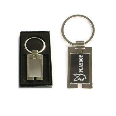 2-Tone Shiny Chrome Finished Rectangular Metal Key Holder w/Gift Case