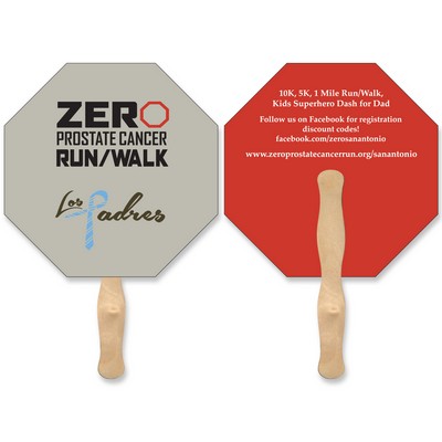 Stop Sign Shape Full Color Two Sided Single Paper Hand Fan