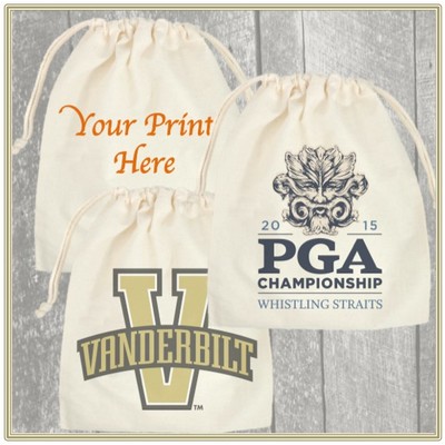 8"x10" Custom Printed Cotton Bag with Drawstring