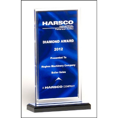 Blue Draped Satin Acrylic Award with Mirror Border (5"x7.5")