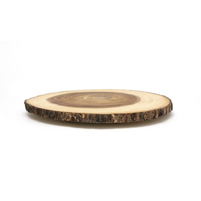 Lipper Acacia Large Slab Lazy Susan w/ Bark Rim