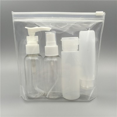 Food Safe Plastic Cosmetic Travel Sub Bottle Set w/A Clear Zipper Lock Bag