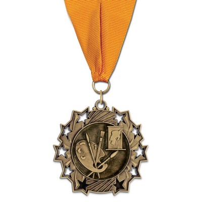 2 1/4" Art TS Medal w/ Grosgrain Neck Ribbon