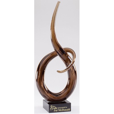 Golden Brown Swirl Art Glass Award 14 1/2"H