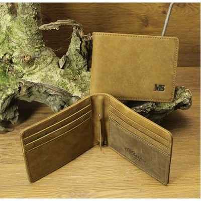 Waxy Leather Money Clip Wallet w/Metal Clip