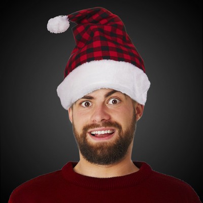 Plaid Print Santa Hat