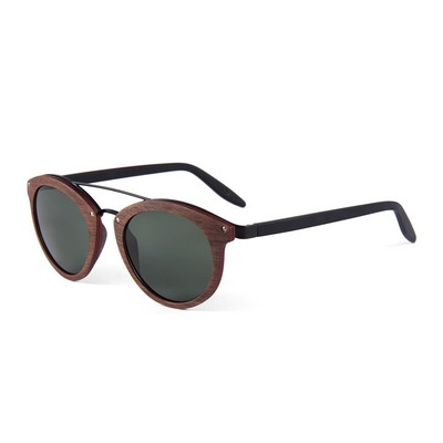 Walnut Wood Sunglasses - Dark Green Polarized Lenses