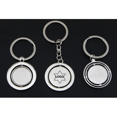 Round Rotating Metal Keychain