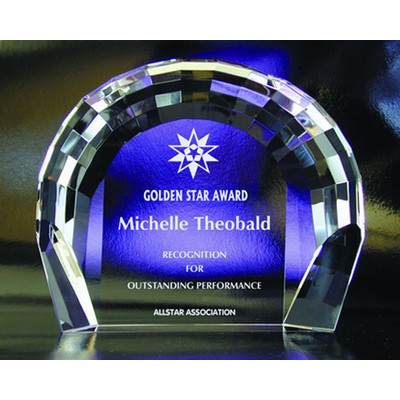 Faceted Arch optical crystal award/trophy.5"H