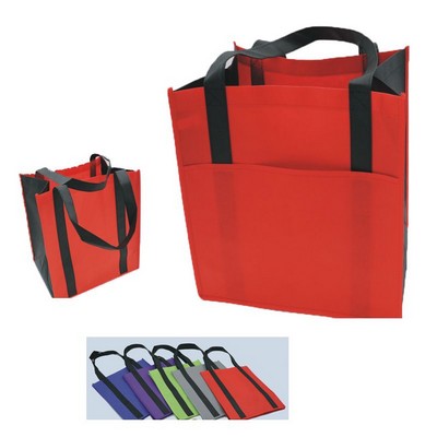 Non-Woven Shopping Tote Bag w/Pouch (14"x14"x10")