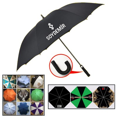 Custom Full Color Imprint 55" Arc Automatic Open Golf Umbrella With Straight Handle