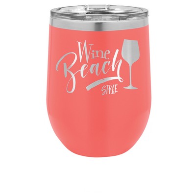 12 oz. Coral Stemless Wine Tumbler