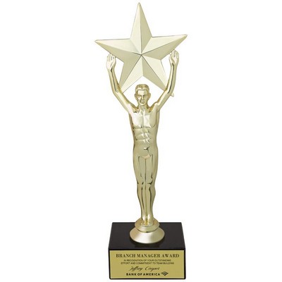 9 ½" Male Victory Star Figure Trophy w/Black Marble Base