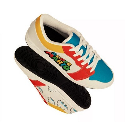 White Low Top Leather Sneakers with full color printing