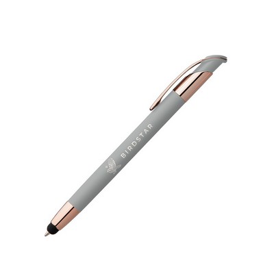 Veneto Softy Rose Gold Metal Pen with Stylus (Engraved Imprint)