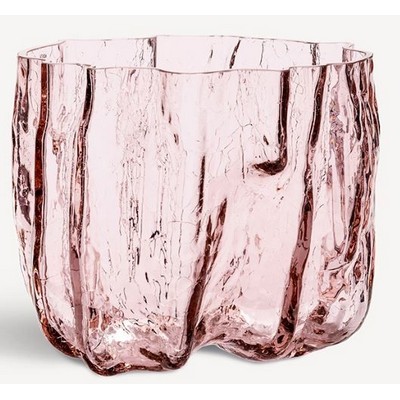 Pink Crackle Low Bowl